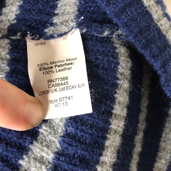 Madewell 💯% merino stadium striped sweater, leather elbow patches, item 07741 - Picture 7 of 7